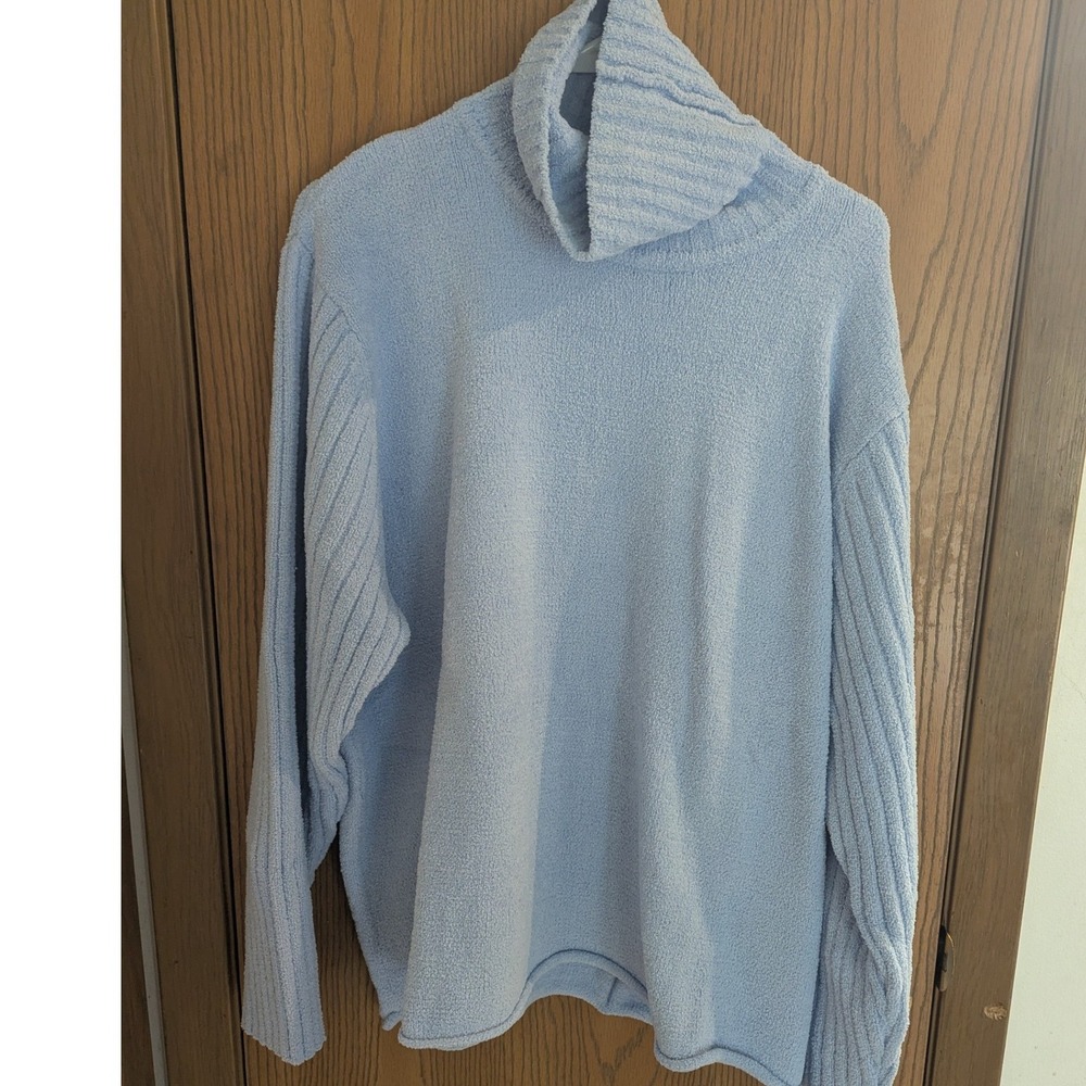 NWT J. Jill Baby Blue Boucle Turtleneck Ribbed Sleeve Sweater Soft Cozy 3X